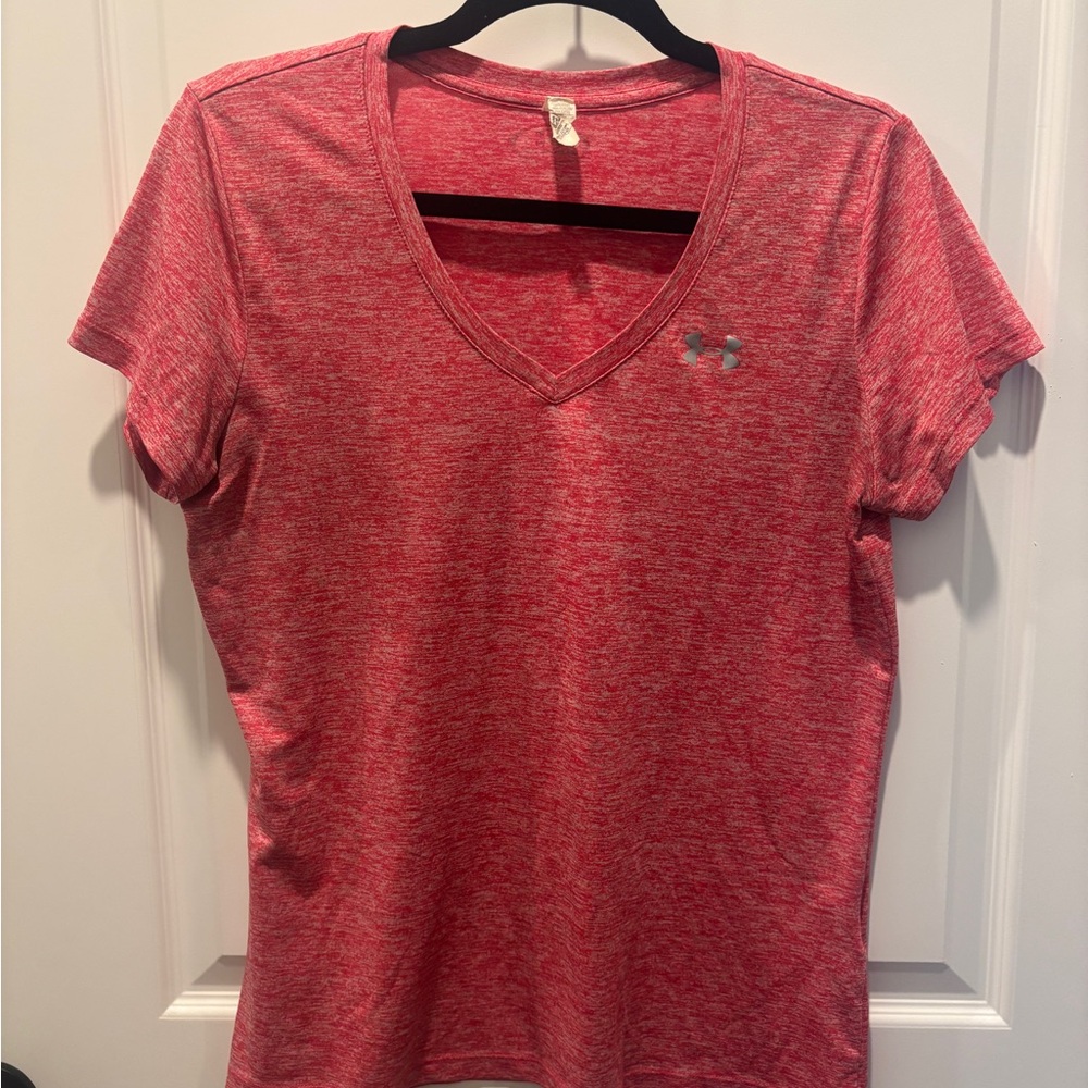 Under Armour Women's Heathered Red V-Neck Tee